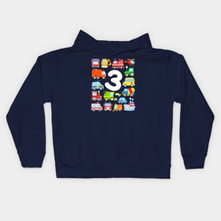 Vehicles Trucks Cars Kids 3 Years Birthday Kids Hoodie